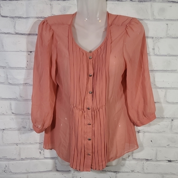 Talbots Tops - Talbot's Pink Sheer Blouse, 4Petite